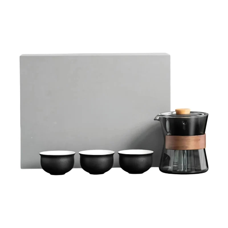 Teapot Set 360Β° Rotating Drip-Free Borosilicate Glass