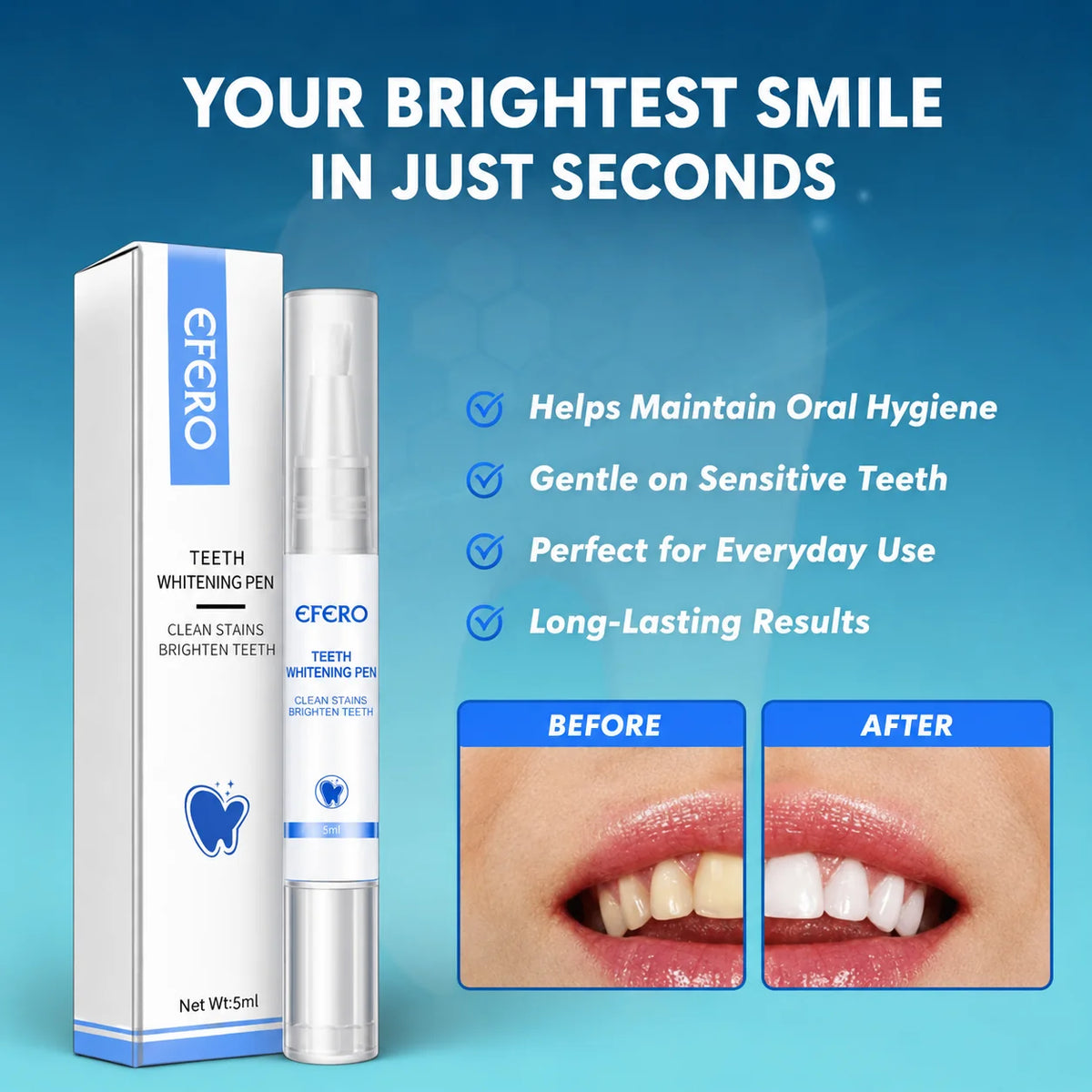 Teeth Whitening Pen Gentle Peroxide & Precision Brush