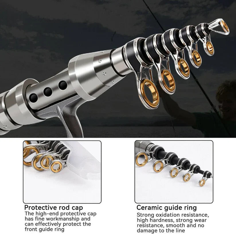 Telescopic Fishing Rod Kit Carbon Fiber Spinning Reel