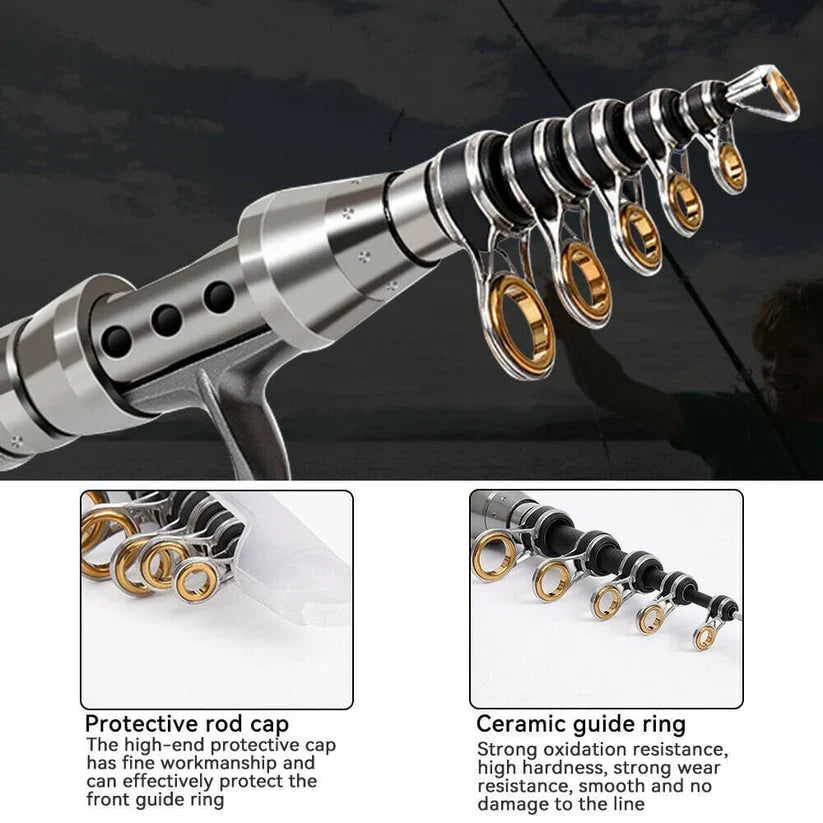Telescopic Fishing Rod & Reel Carbon Fiber Pre-Spooled
