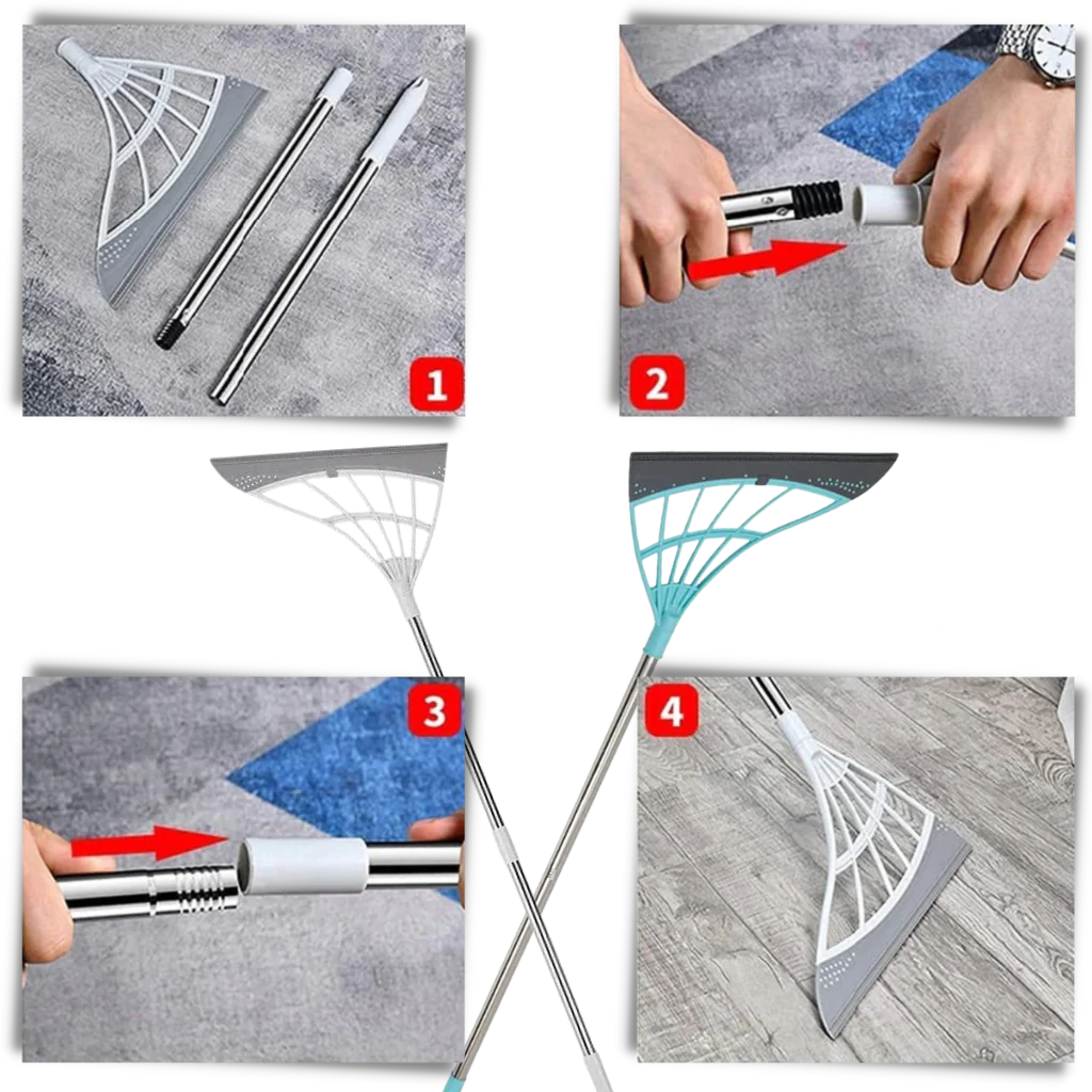 Telescopic Rubber Broom 53 In Reach Hair-Pulling Blade