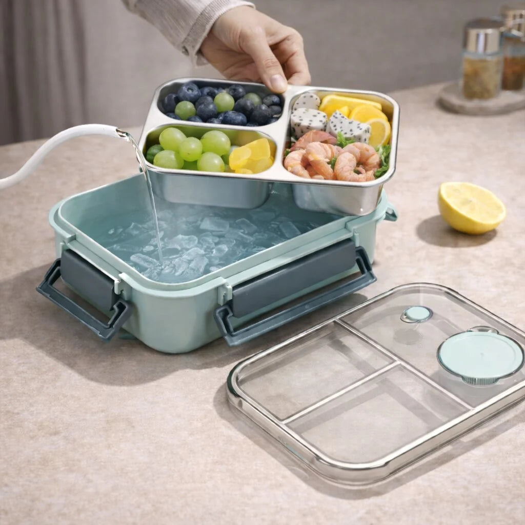 Thermal Food Container Insulated Multi-Compartment Stainless Steel Leak-Proof