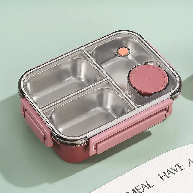 Thermal Food Container Leak-Proof Click Lock Stainless Steel Compartments