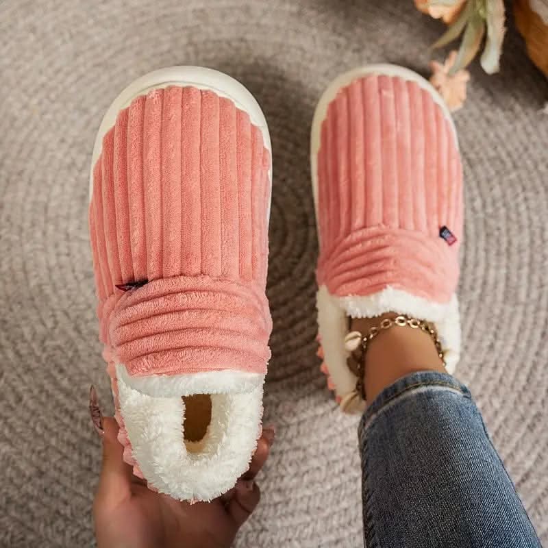 Thermal Slippers Vegan Fleece Lining Non-Slip Rubber Sole Machine-Washable