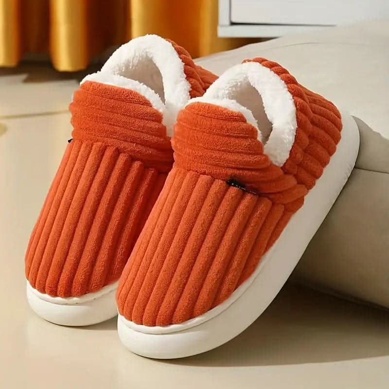 Thermal Slippers Vegan Fleece Lining Non-Slip Rubber Sole Machine-Washable