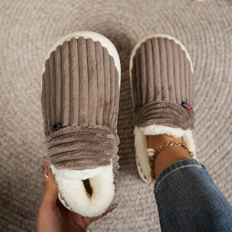 Thermal Slippers Vegan Fleece Lining Non-Slip Rubber Sole Machine-Washable