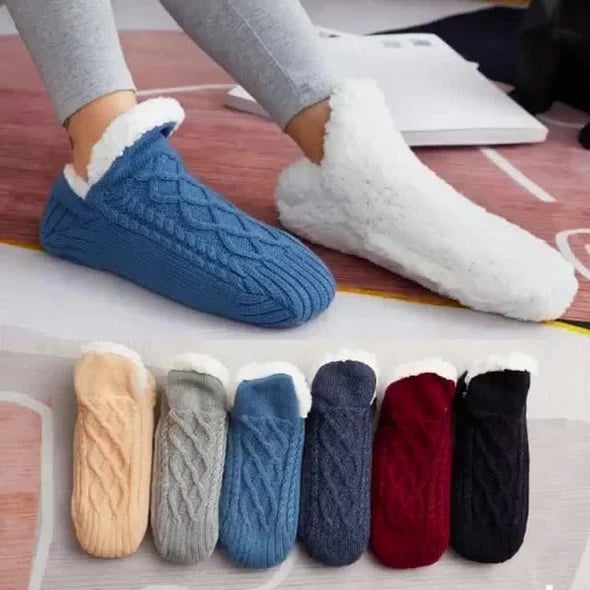 Thermal Socks Fleece-Lined Moisture-Wicking Silica Grip Soles