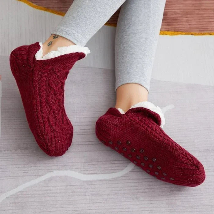 Thermal Socks Fleece-Lined Moisture-Wicking Silica Grip Soles
