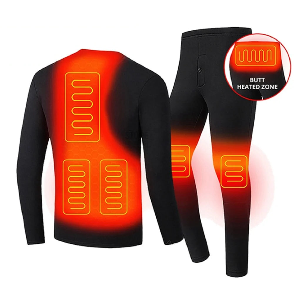 Thermal Underwear Set Heated Three Heat Settings Four-Way Stretch