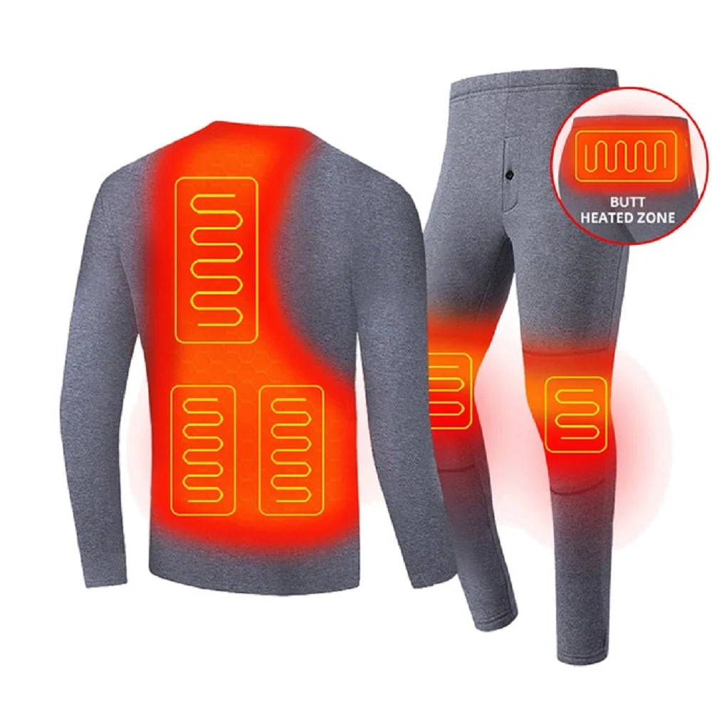 Thermal Underwear Set Heated Three Heat Settings Four-Way Stretch