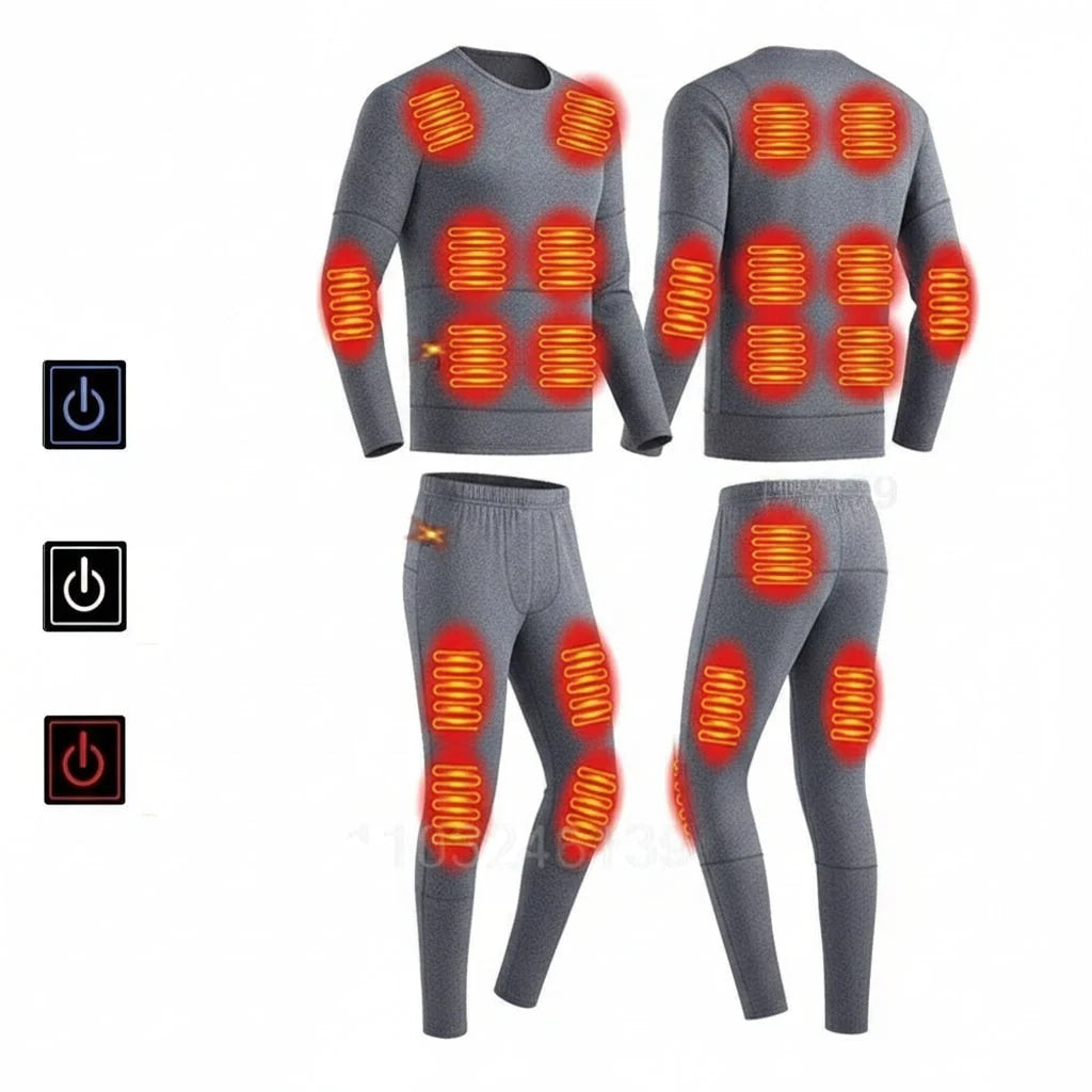 Thermal Underwear Set USB Rechargeable 3 Heat Settings