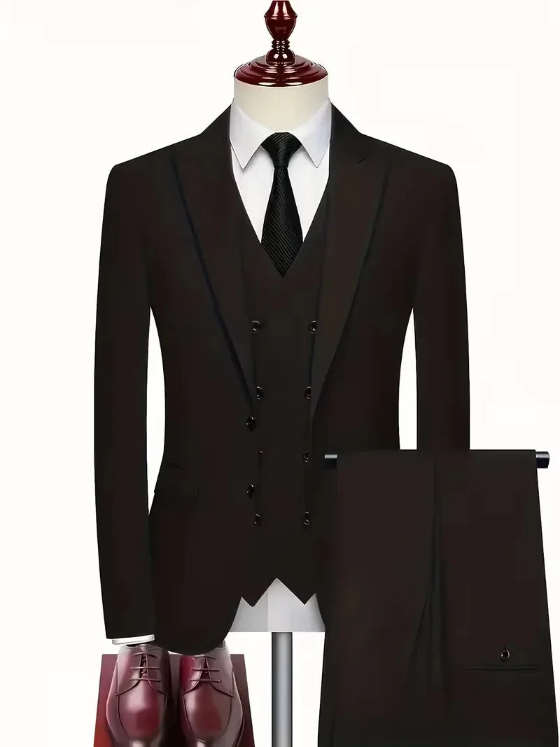Three-Piece Suit Slim Fit Double-Breasted Waistcoat