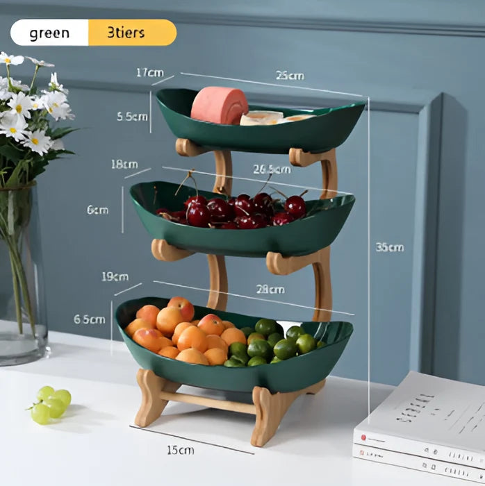 Three-Tier Serving Tray Wood Frame & Removable Trays