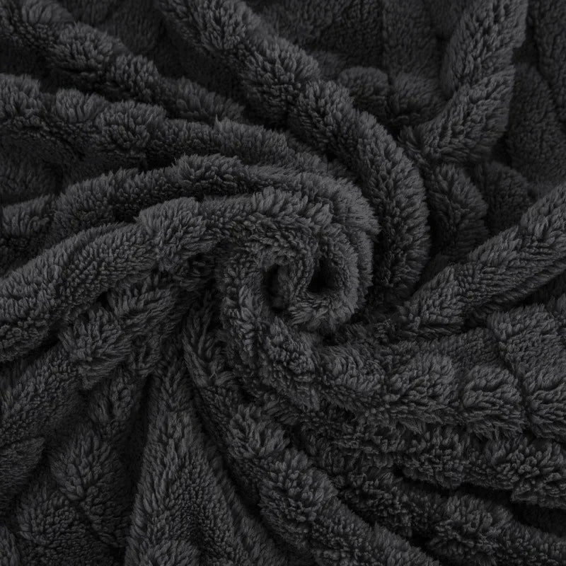 Throw Blanket Reversible Jacquard & Cotton Fleece