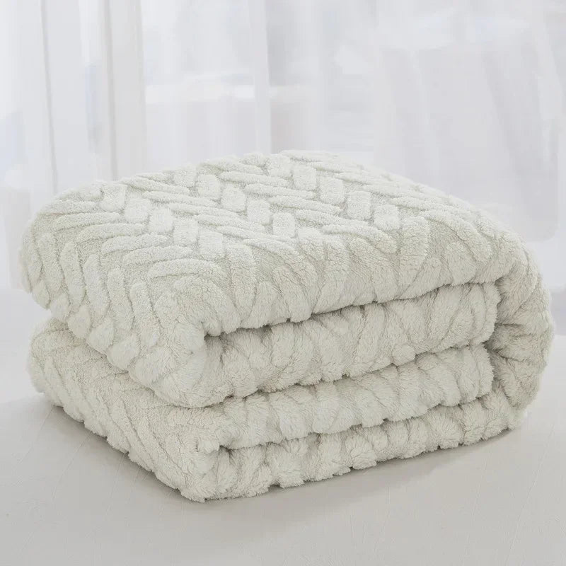 Throw Blanket Reversible Jacquard & Cotton Fleece