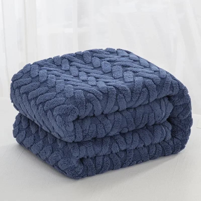 Throw Blanket Reversible Jacquard & Cotton Fleece