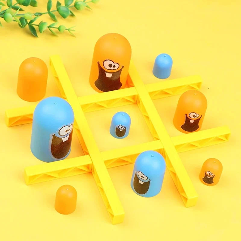 Tic-Tac-Toe Game Colorful Plastic Pieces 2-Player Set
