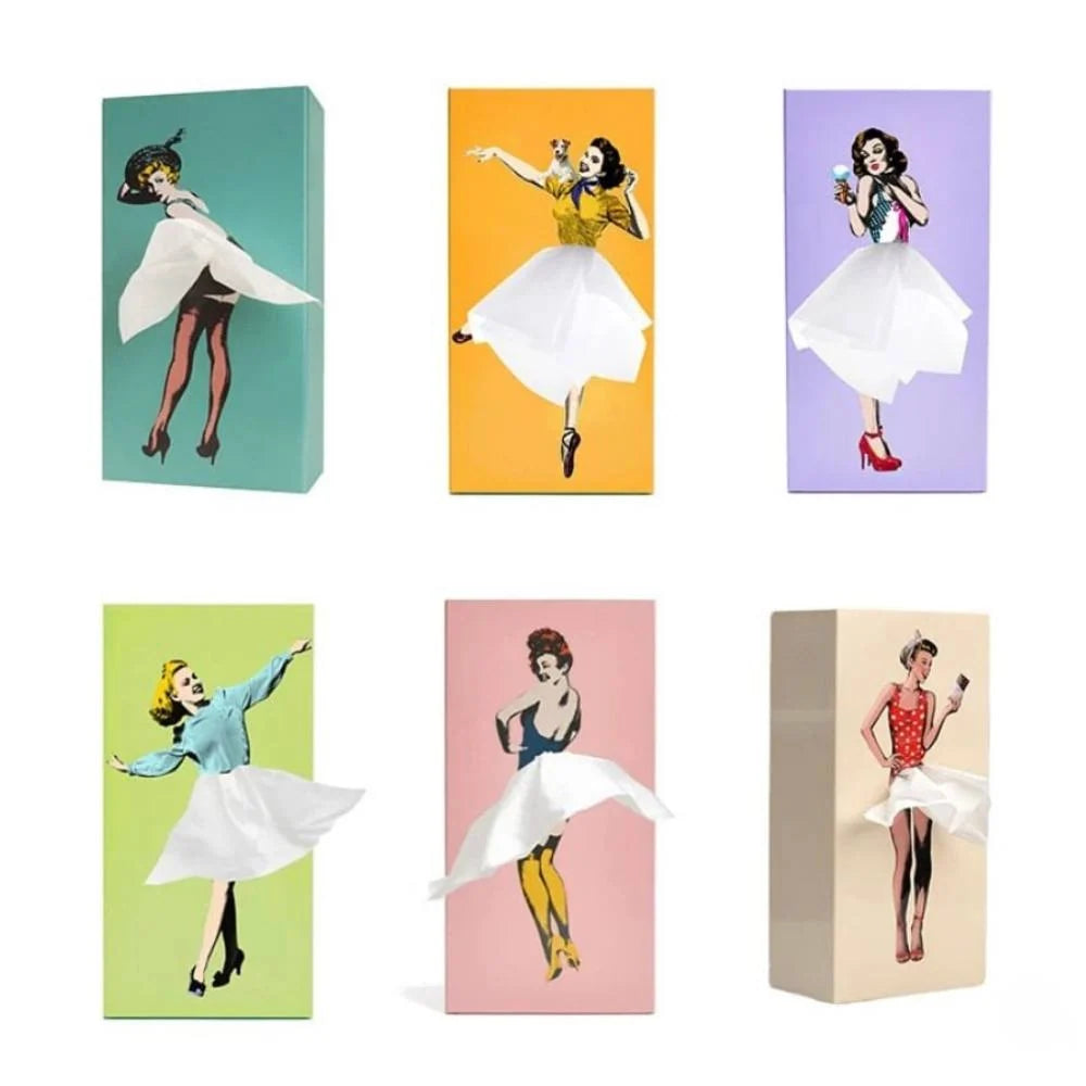 Tissue Box Cover Flying Skirt Design Easy-Clean Fits Standard Rectangular Boxes