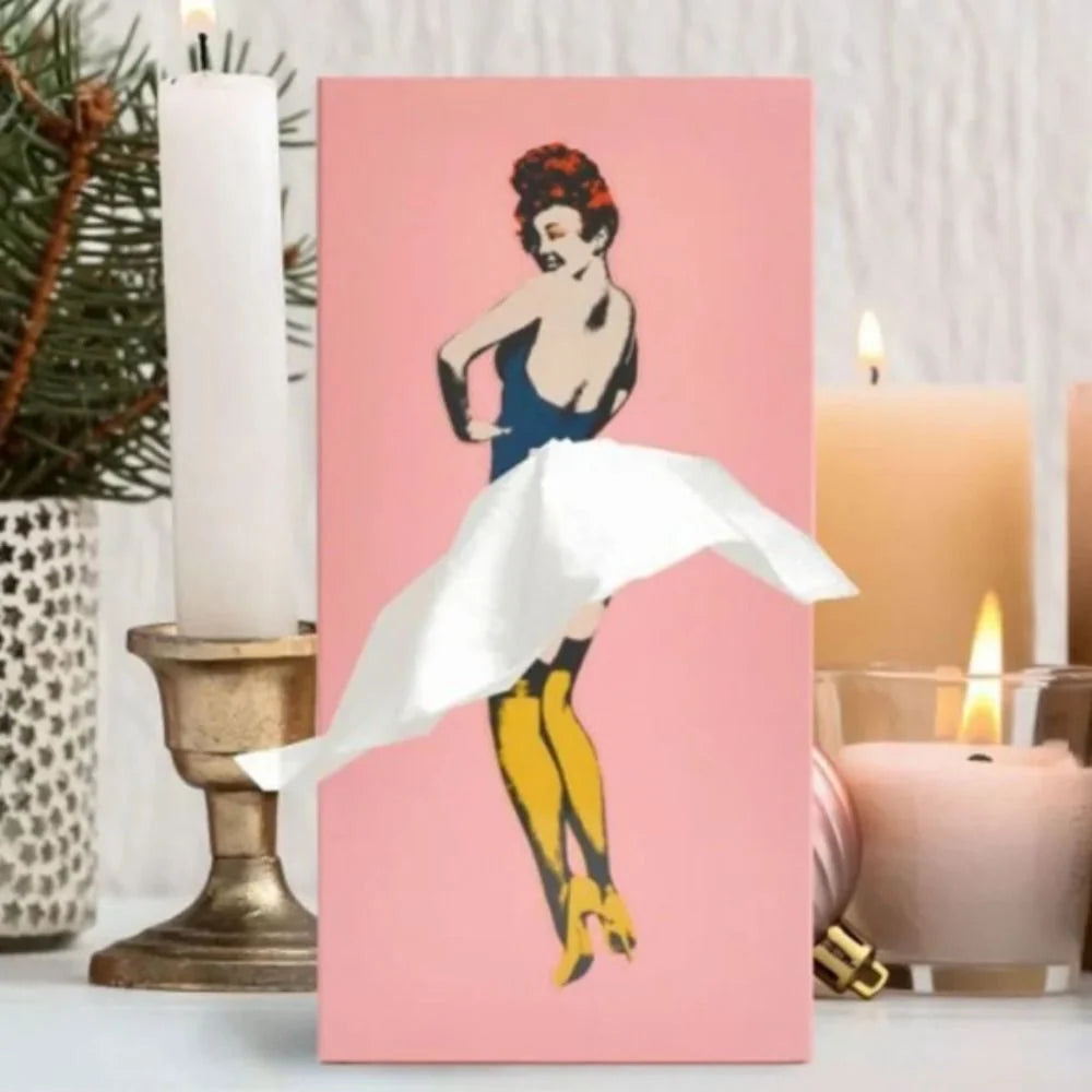 Tissue Box Cover Removable Weighted Base Billowing Fabric Skirt