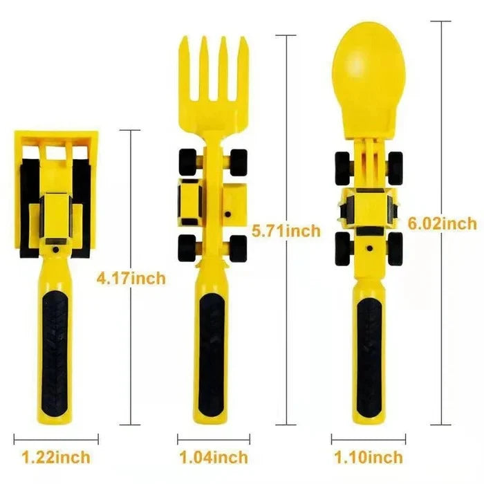 Toddler Dinnerware Set Sectioned Plate Soft-Grip Utensils Dishwasher-Safe