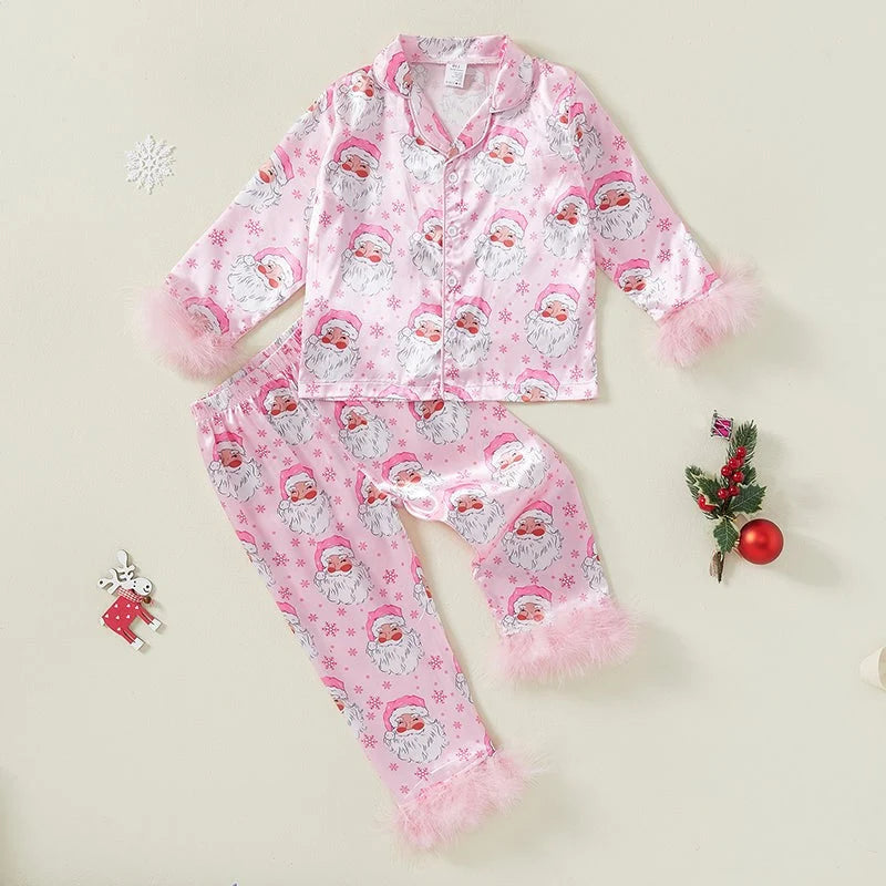 Toddler Pajama Set Soft Fabric Fur-Trim Collar