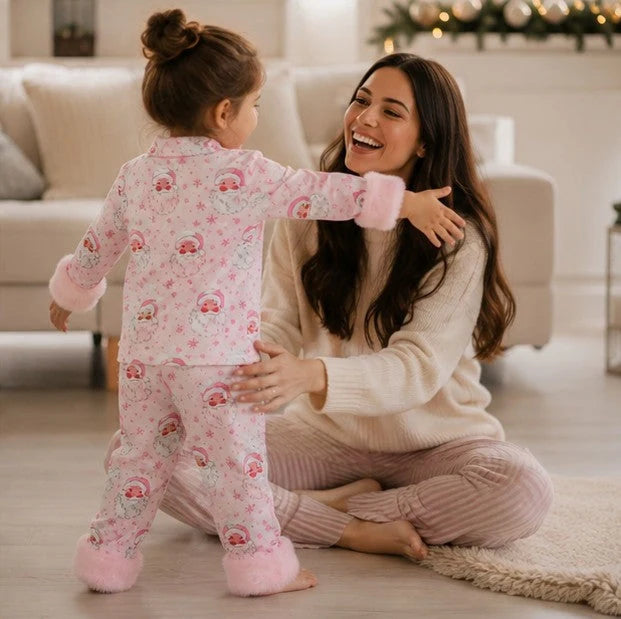 Toddler Pajama Set Soft Fabric Fur-Trim Collar