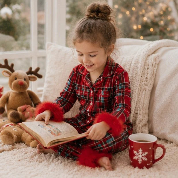 Toddler Pajama Set Soft Fabric Fur-Trim Collar