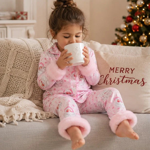Toddler Pajama Set Soft Fabric Fur-Trim Collar