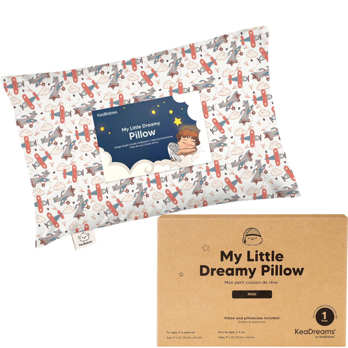 Toddler Pillow Cotton 9 x 13 Inch Machine-Washable Pillowcase Included