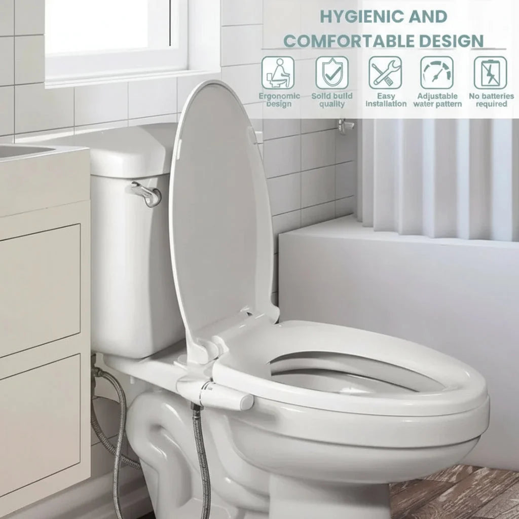 Toilet Bidet Attachment Dual Spray Modes & Retractable Nozzles