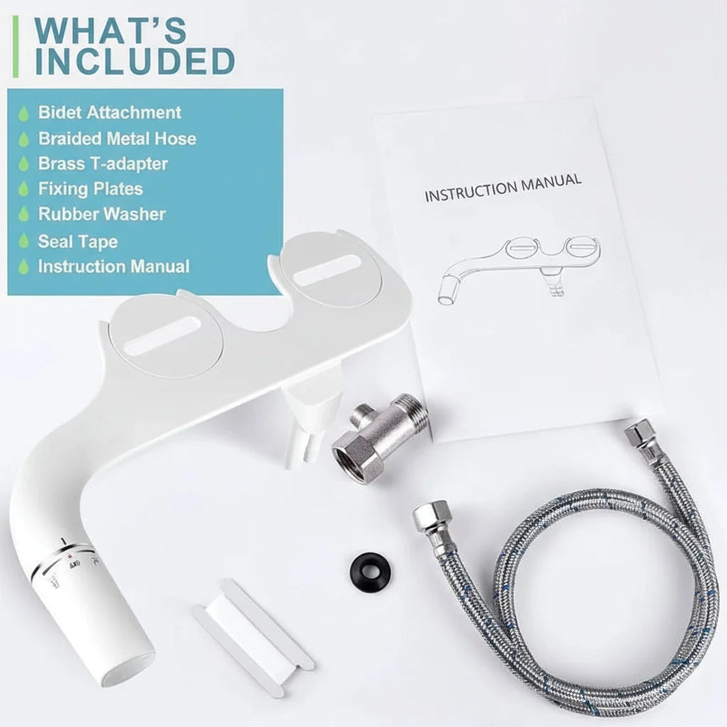 Toilet Bidet Attachment Dual Spray Modes & Retractable Nozzles
