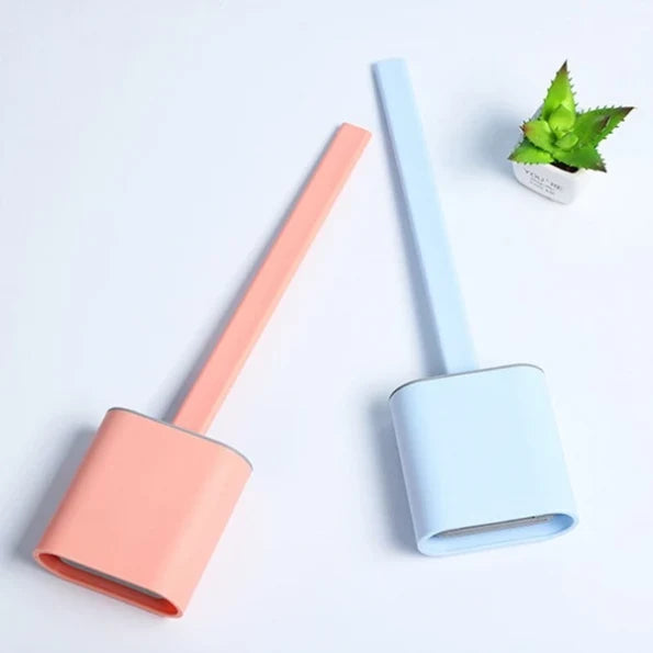 Toilet Brush Flexible Shape-Adapting Head Drip-Free Holder