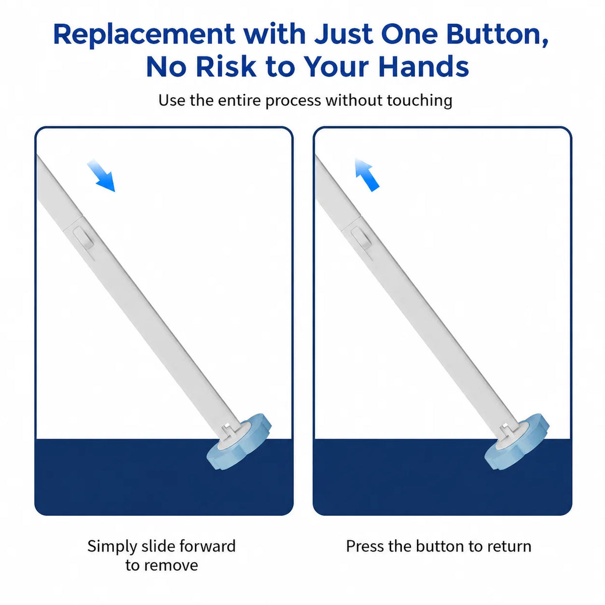 Toilet Brush Pre-Filled Disposable Heads Ergonomic Handle & Holder