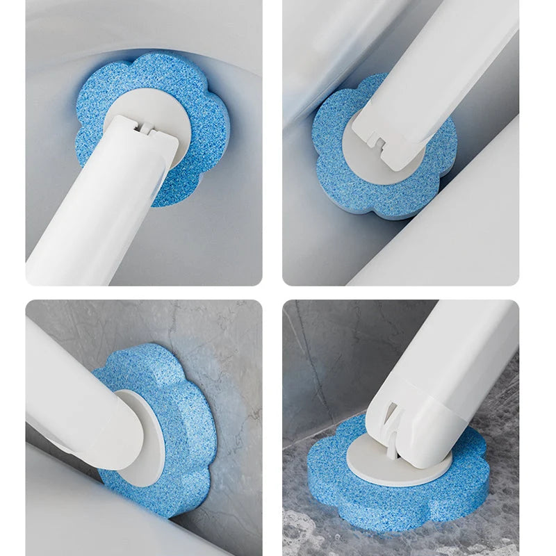 Toilet Brush Pre-Filled Disposable Heads Ergonomic Handle & Holder