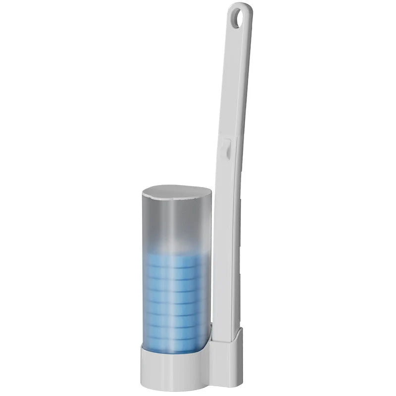 Toilet Brush Pre-Filled Disposable Heads Ergonomic Handle & Holder