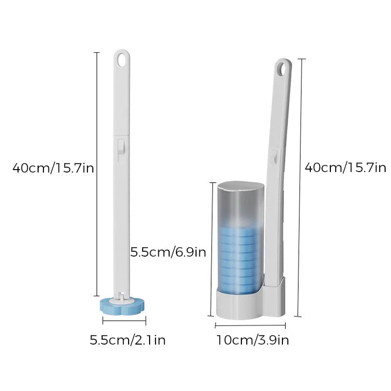 Toilet Brush Pre-Filled Disposable Heads Ergonomic Handle & Holder