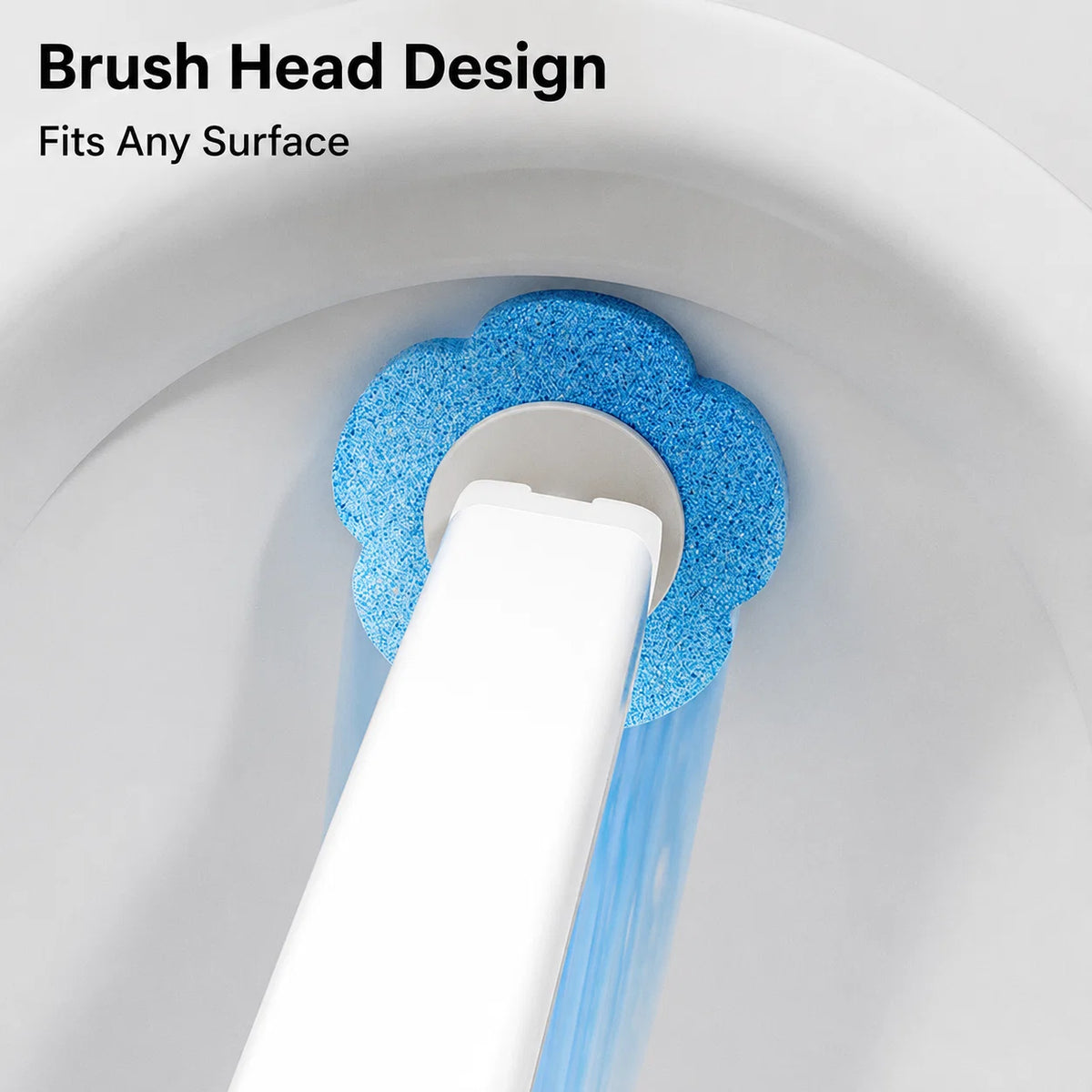 Toilet Brush Pre-Filled Disposable Heads Ergonomic Handle & Holder