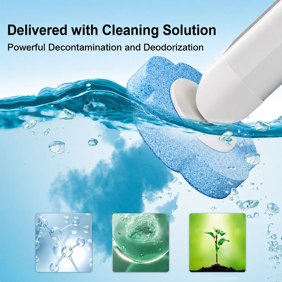 Toilet Brush Pre-Filled Disposable Heads Ergonomic Handle & Holder