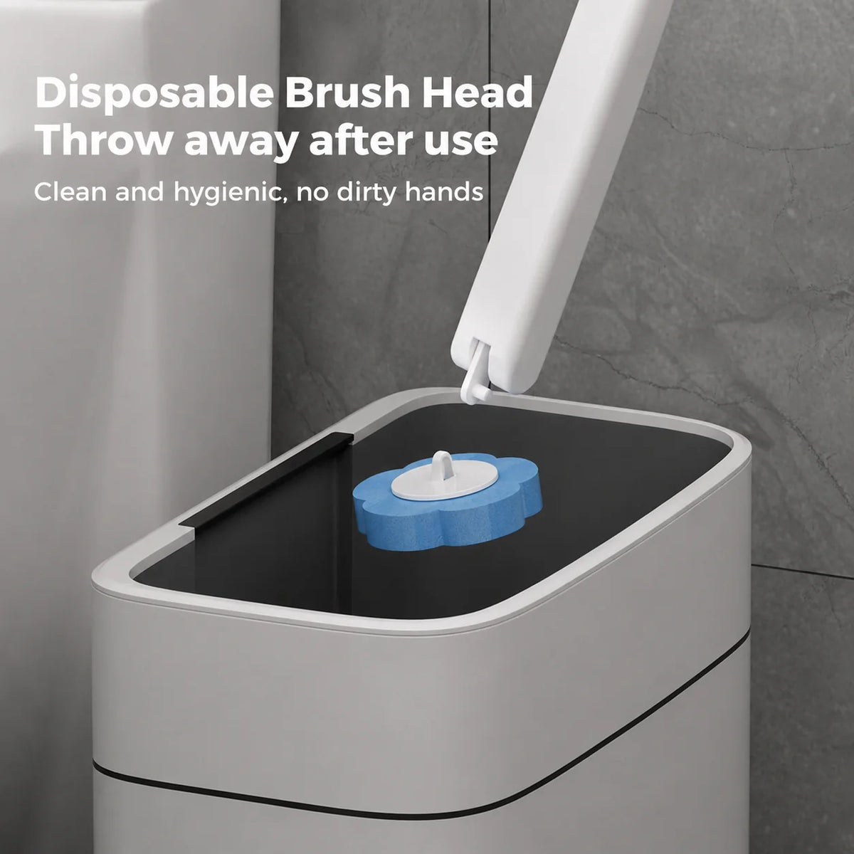 Toilet Brush Pre-Filled Disposable Heads Ergonomic Handle & Holder