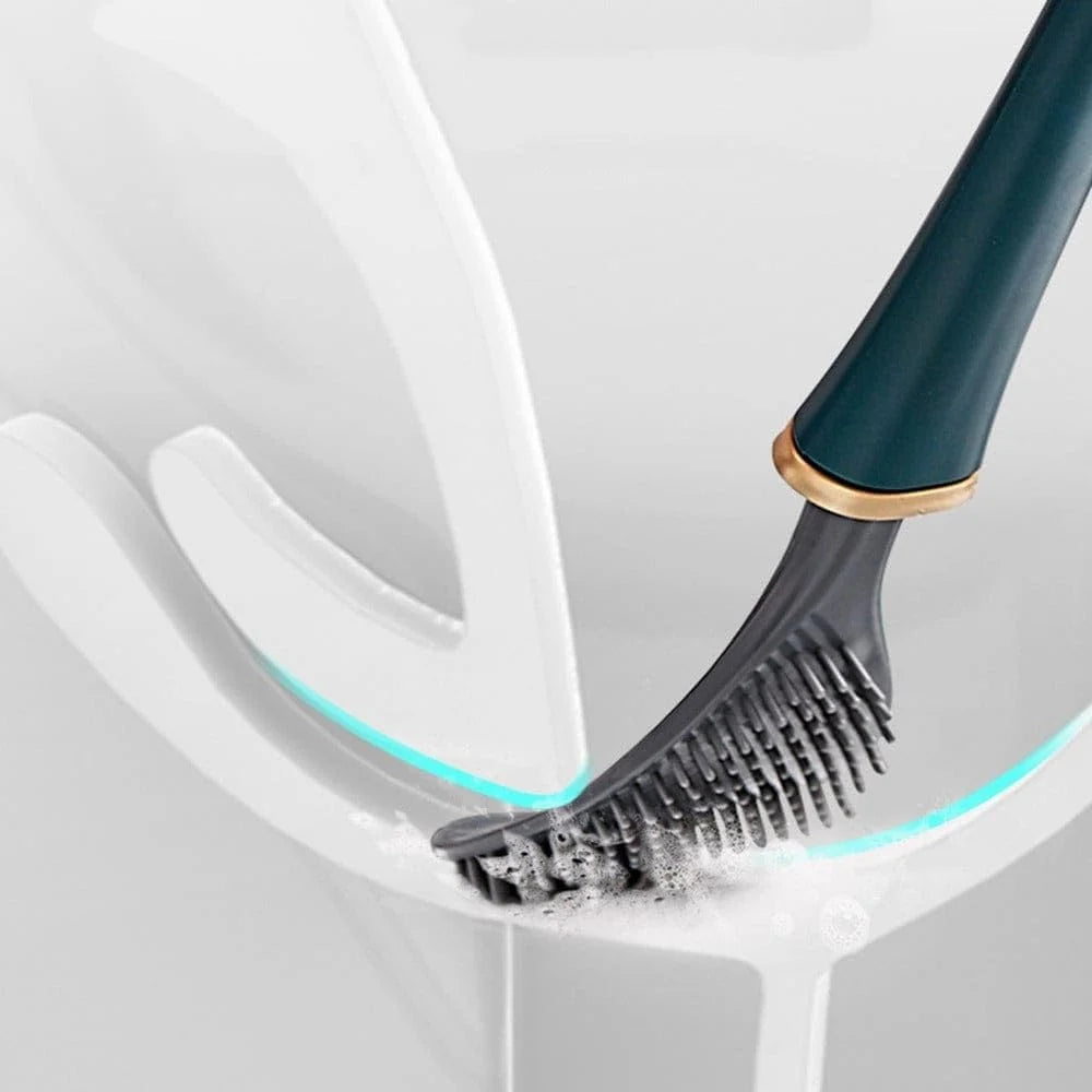 Toilet Brush Removable Head Ergonomic Handle No-Drill Mount