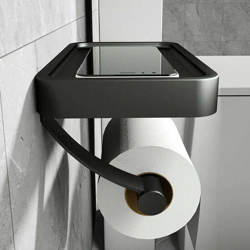 Toilet Paper Holder Integrated Shelf Wall-Mounted