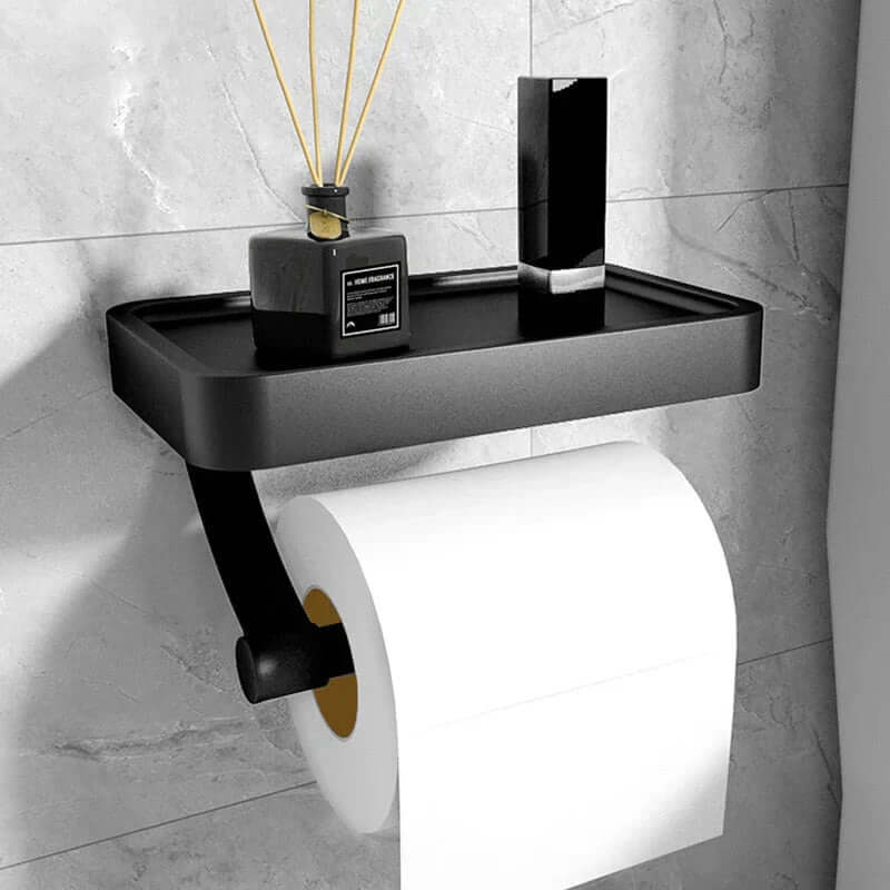 Toilet Paper Holder Integrated Shelf Wall-Mounted