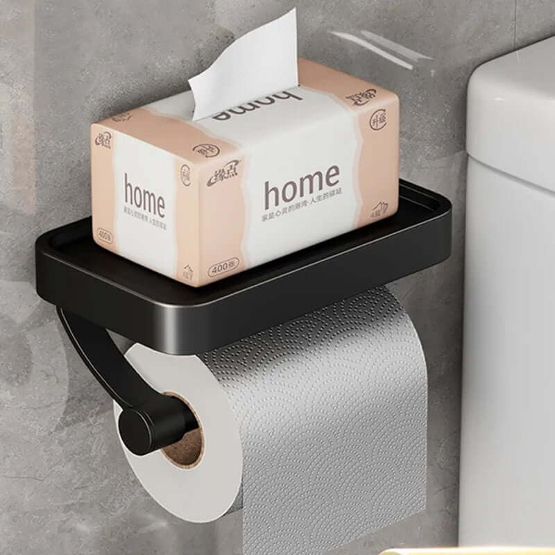 Toilet Paper Holder Integrated Shelf Wall-Mounted