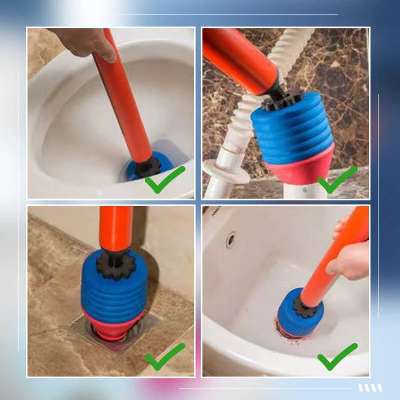 Toilet Plunger High-Pressure Air Pump Flexible Seal & Nozzles