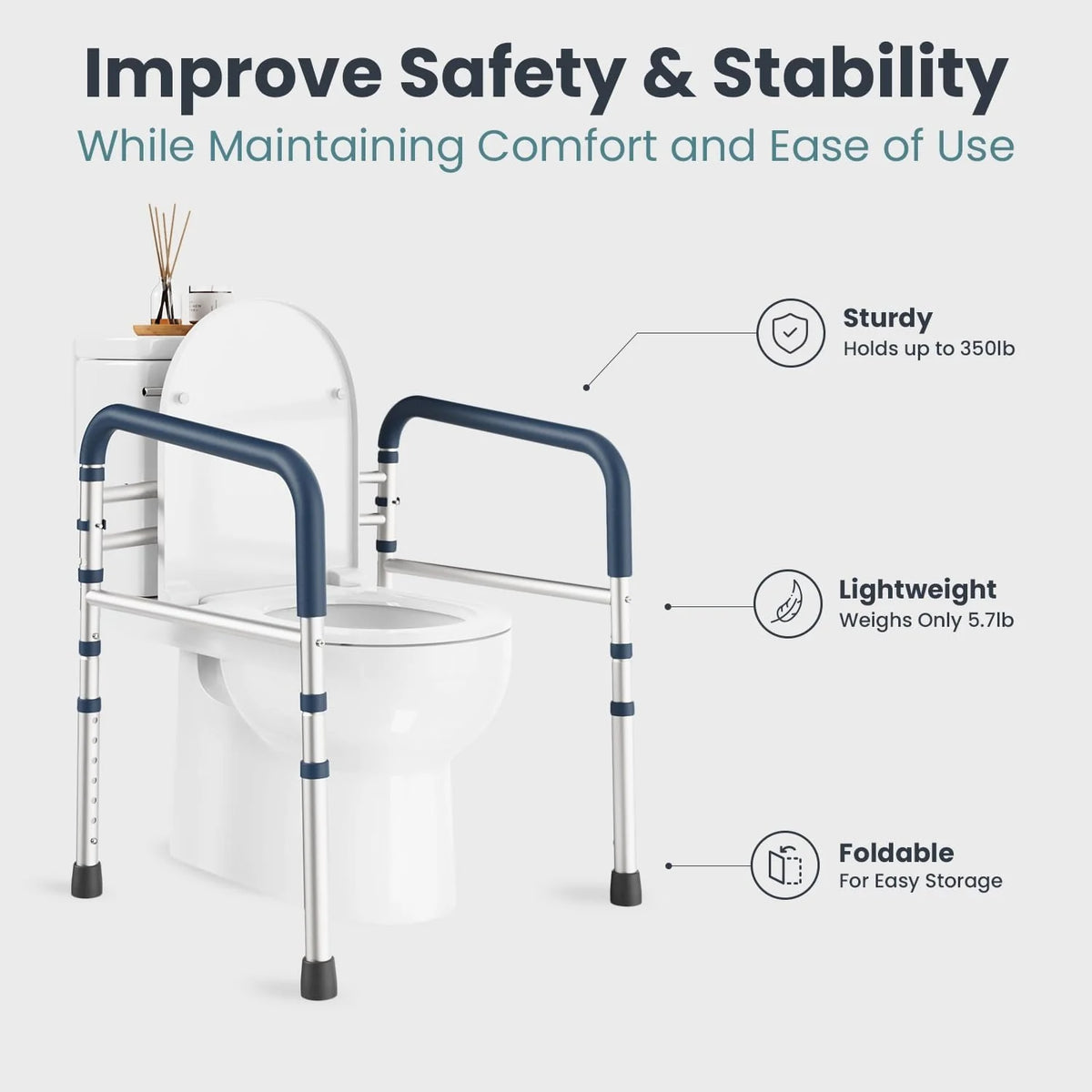 Toilet Safety Frame Adjustable Height & Width
