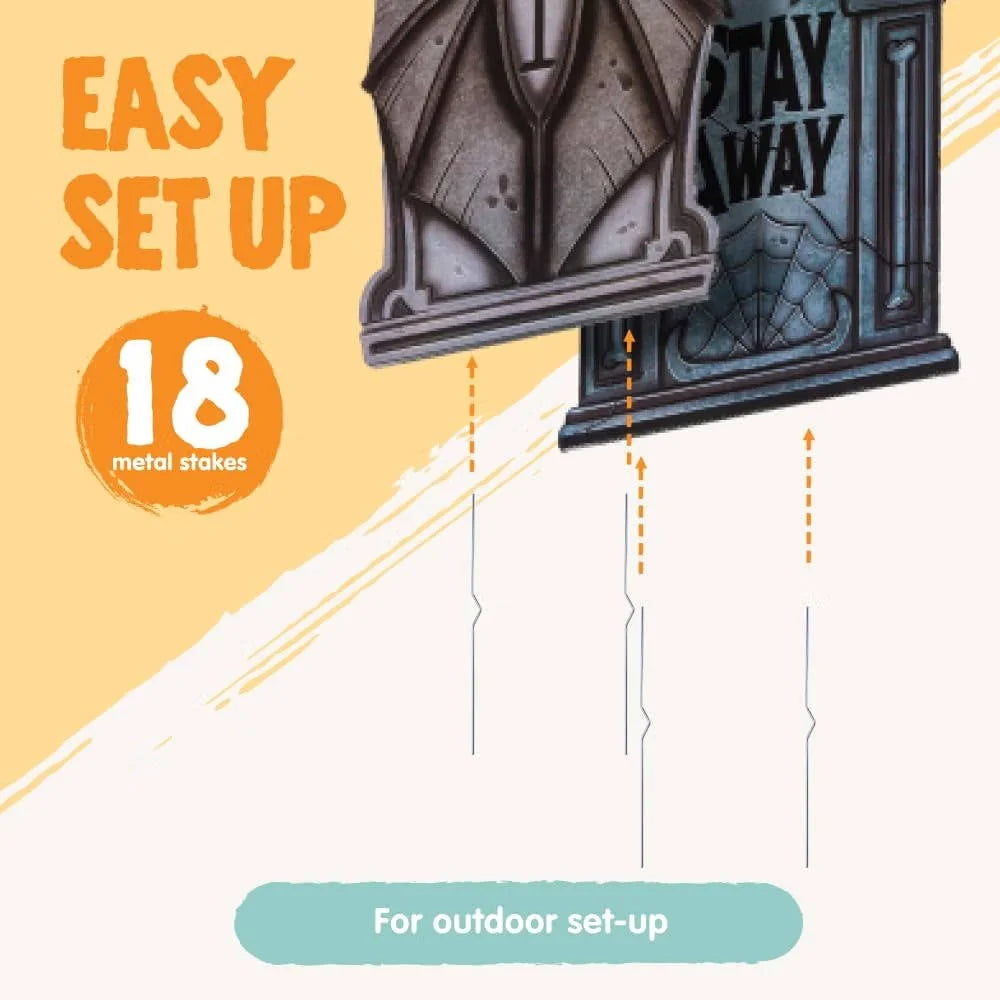 Tombstone Set 9-Piece Weather-Resistant Plastic With Metal Stakes