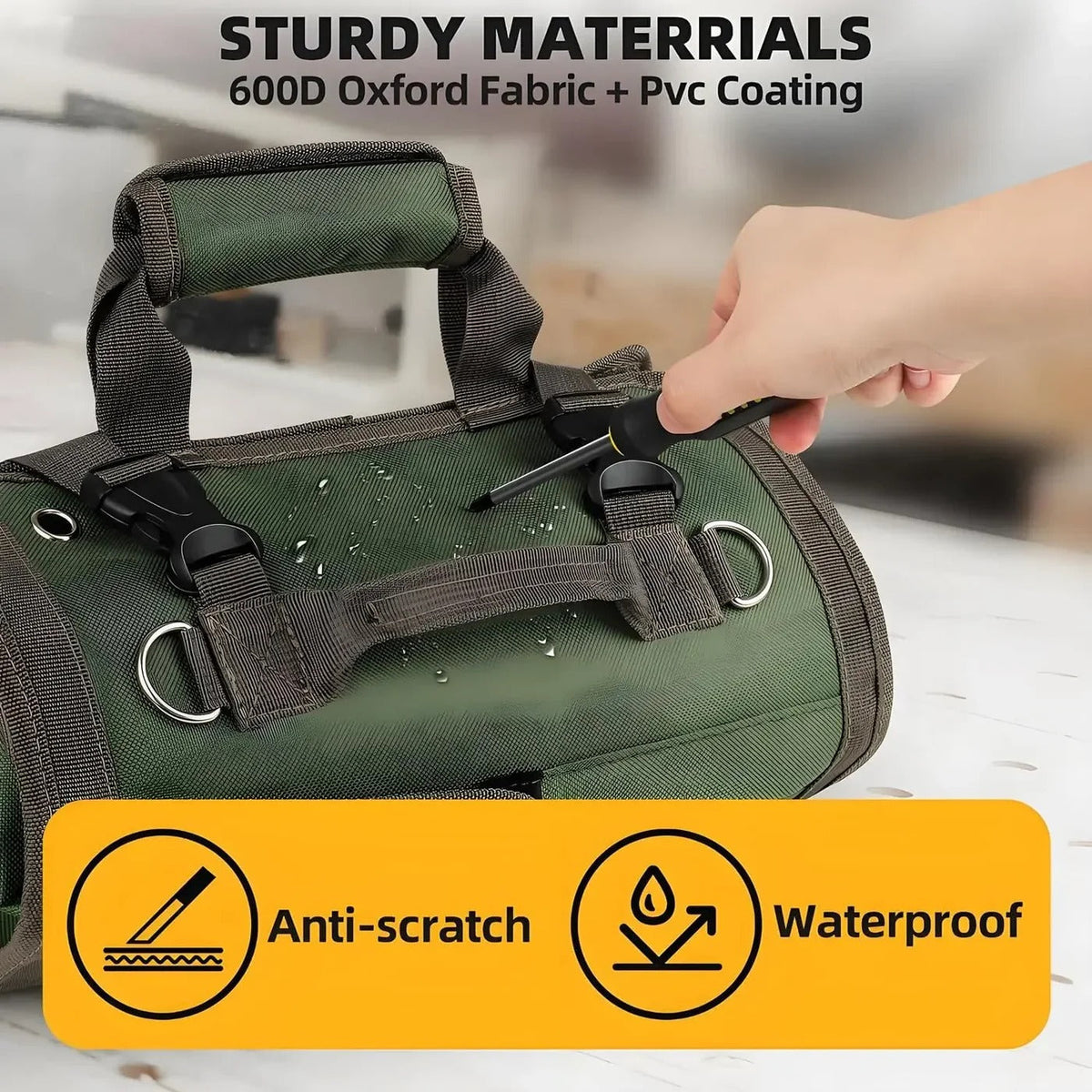 Tool Organizer Roll-Up Quick-Access Removable Pockets
