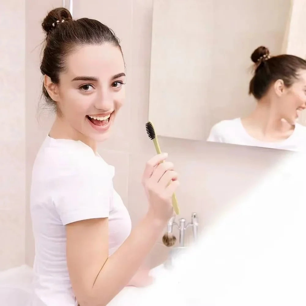 Toothbrush Set Bamboo Handle Soft Bristles 10-Pack