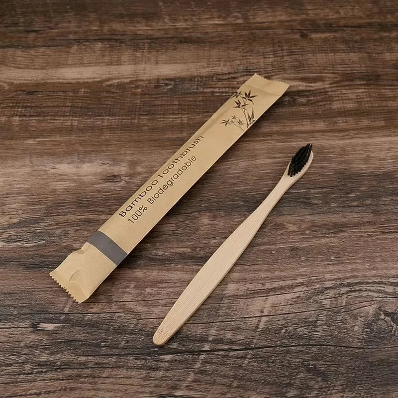 Toothbrush Set Bamboo Handle Soft Bristles 10-Pack