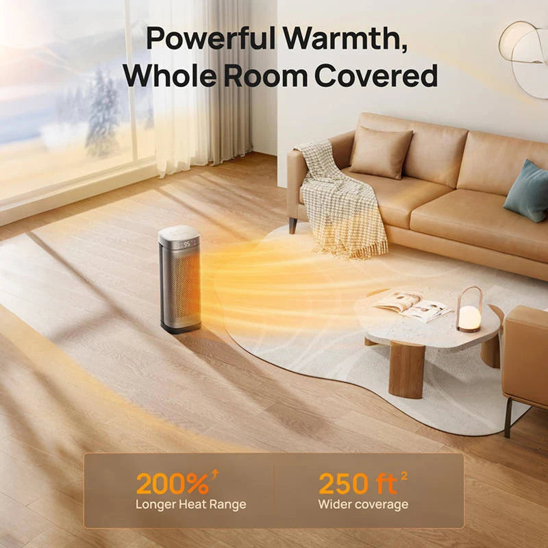 Tower Space Heater 1500W 70Β° Oscillation Remote & Touch Control